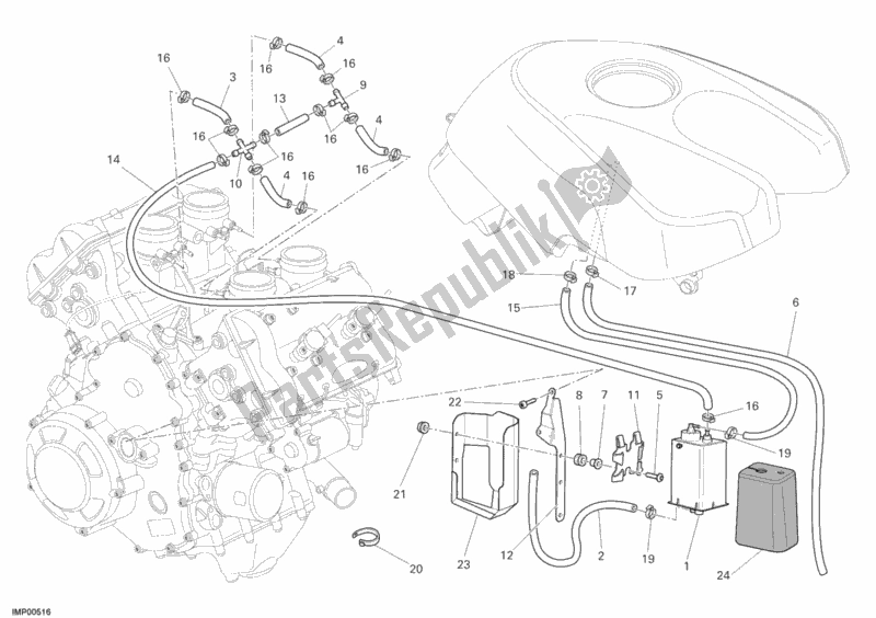 Tutte le parti per il Scatola Filtro Usa del Ducati Desmosedici RR 1000 2008